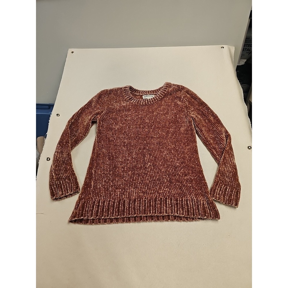 Orvis Classic Collection Rust Brown Chenille Crewneck‎ Sweater Womens Medium